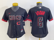 Wholesale Cheap Women's Cincinnati Reds #6 Jonathan India Black 2023 City Connect Cool Base Stitched Jersey