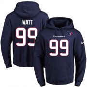 Wholesale Cheap Nike Texans #99 J.J. Watt Navy Blue Name & Number Pullover NFL Hoodie