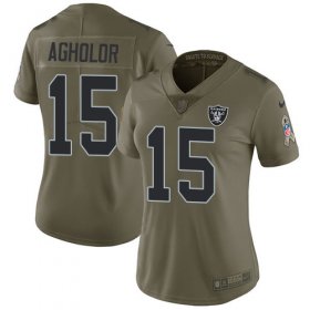 Wholesale Cheap Nike Raiders #15 Nelson Agholor Olive Women\'s Stitched NFL Limited 2017 Salute To Service Jersey