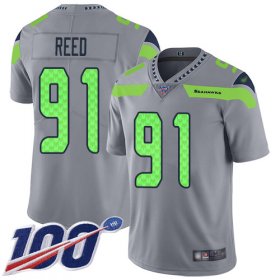 Wholesale Cheap Nike Seahawks #91 Jarran Reed Gray Youth Stitched NFL Limited Inverted Legend 100th Season Jersey