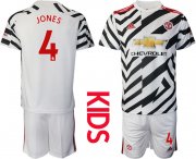 Wholesale Cheap Youth 2020-2021 club Manchester united away 4 white Soccer Jerseys