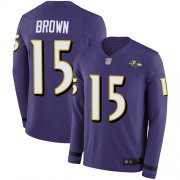 Wholesale Cheap Nike Ravens #15 Marquise Brown Purple Team Color Men's Stitched NFL Limited Therma Long Sleeve Jersey