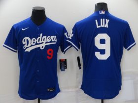 Wholesale Cheap Men\'s Los Angeles Dodgers #9 Gavin Lux Blue Stitched MLB Flex Base Nike Jersey