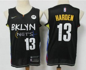 Wholesale Cheap Men\'s Brooklyn Nets #13 James Harden NEW Black 2021 City Edition Swingman Stitched NBA Jersey With The NEW Sponsor Logo
