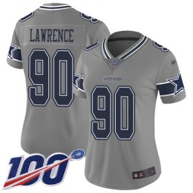 Wholesale Cheap Nike Cowboys #90 Demarcus Lawrence Gray Women\'s Stitched NFL Limited Inverted Legend 100th Season Jersey