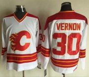 Wholesale Cheap Flames #30 Mike Vernon White CCM Throwback Stitched NHL Jersey