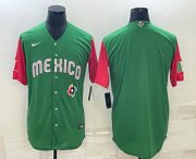 Cheap Men's Mexico Baseball Blank 2023 Green World With Patch Classic Stitched Jersey