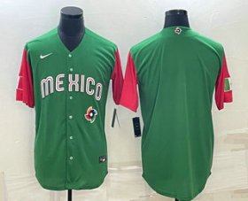 Cheap Men\'s Mexico Baseball Blank 2023 Green World With Patch Classic Stitched Jersey