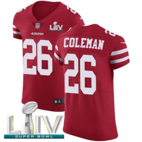 Wholesale Cheap Nike 49ers #26 Tevin Coleman Red Super Bowl LIV 2020 Team Color Men\'s Stitched NFL Vapor Untouchable Elite Jersey