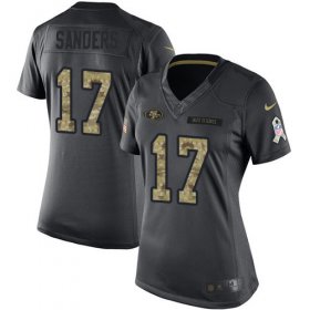 Wholesale Cheap Nike 49ers #17 Emmanuel Sanders Black Women\'s Stitched NFL Limited 2016 Salute to Service Jersey