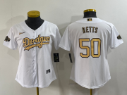 Wholesale Women's Los Angeles Dodgers #50 Mookie Betts White 2022 All Star Stitched Cool Base Nike Jersey
