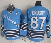 Wholesale Cheap Penguins #87 Sidney Crosby Light Blue CCM Throwback Stitched NHL Jersey