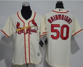 Wholesale Cheap Cardinals #50 Adam Wainwright Cream Women\'s Alternate Stitched MLB Jersey