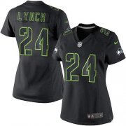 Wholesale Cheap Nike Seahawks #24 Marshawn Lynch Black Impact Women's Stitched NFL Limited Jersey