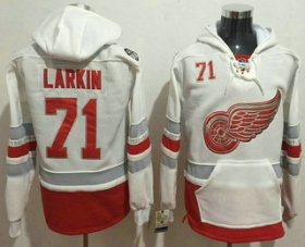 Wholesale Cheap Men\'s Detroit Red Wings #71 Dylan Larkin Reebok White 2017 Centennial Classic Premier Old Time Hockey Hoodie