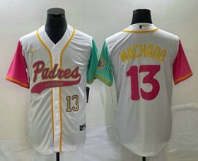 Wholesale Cheap Men\'s San Diego Padres #13 Manny Machado Number White NEW 2023 City Connect Cool Base Stitched Jersey