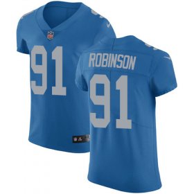 Wholesale Cheap Nike Lions #91 A\'Shawn Robinson Blue Throwback Men\'s Stitched NFL Vapor Untouchable Elite Jersey