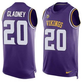 Wholesale Cheap Nike Vikings #20 Jeff Gladney Purple Team Color Men\'s Stitched NFL Limited Tank Top Jersey