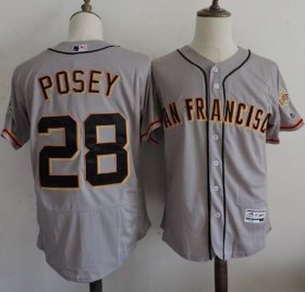 Wholesale Cheap Giants #28 Buster Posey Grey Flexbase Authentic Collection Road Stitched MLB jersey