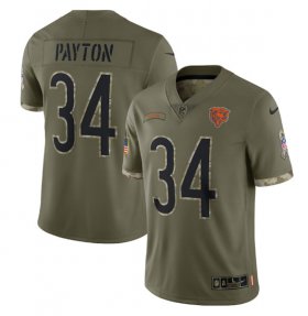 Wholesale Cheap Men\'s Chicago Bears #34 Walter Payton 2022 Olive Salute To Service Limited Stitched Jersey