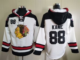 Wholesale Cheap Men\'s Chicago Blackhawks #88 Patrick Kane White Ageless Must Have Lace Up Pullover Hoodie