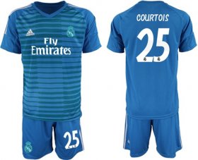 Wholesale Cheap Real Madrid #25 Courtois Blue Goalkeeper Soccer Club Jersey
