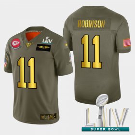 Wholesale Cheap Kansas City Chiefs #11 Demarcus Robinson Men\'s Nike Olive Gold Super Bowl LIV 2020 2019 Salute to Service Limited NFL 100 Jersey