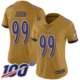Wholesale Cheap Nike Ravens #99 Matthew Judon Gold Women\'s Stitched NFL Limited Inverted Legend 100th Season Jersey