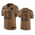 Wholesale Cheap Men's Dallas Cowboys #13 Michael Gallup 2023 Brown Salute To Service Limited Football Stitched Jersey