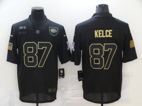 Wholesale Cheap Men\'s Kansas City Chiefs #87 Travis Kelce Black 2020 Salute To Service Stitched NFL Nike Limited Jersey