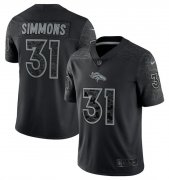 Wholesale Cheap Men's Denver Broncos #31 Justin Simmons Black Reflective Limited Stitched Football Jersey