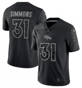 Wholesale Cheap Men\'s Denver Broncos #31 Justin Simmons Black Reflective Limited Stitched Football Jersey
