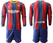 Wholesale Cheap Men 2020-2021 club Barcelona home long sleeve red Soccer Jerseys