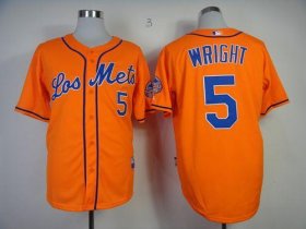 Wholesale Cheap Mets #5 David Wright Orange Los Mets Cool Base Stitched MLB Jersey