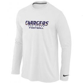 Wholesale Cheap Nike Los Angeles Chargers Authentic Font Long Sleeve T-Shirt White