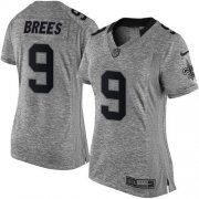 Wholesale Cheap Nike Saints #9 Drew Brees Gray Women's Stitched NFL Limited Gridiron Gray Jersey