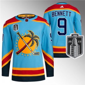 Wholesale Cheap Men\'s Florida Panthers #9 Sam Bennett Blue 2023 Stanley Cup Final Reverse Retro Stitched Jersey