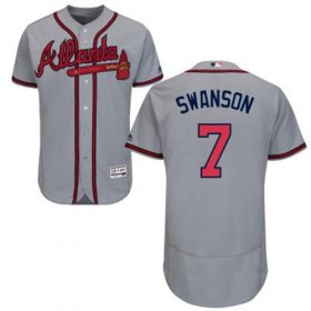 Wholesale Cheap Braves #7 Dansby Swanson Grey Flexbase Authentic Collection Stitched MLB Jersey