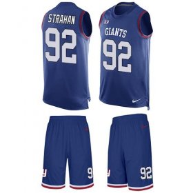 Wholesale Cheap Nike Giants #92 Michael Strahan Royal Blue Team Color Men\'s Stitched NFL Limited Tank Top Suit Jersey