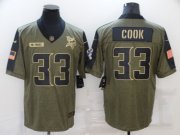 Wholesale Cheap Men's Minnesota Vikings #33 Dalvin Cook Nike Olive 2021 Salute To Service Limited Player Jersey