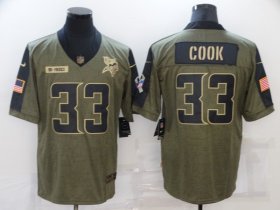 Wholesale Cheap Men\'s Minnesota Vikings #33 Dalvin Cook Nike Olive 2021 Salute To Service Limited Player Jersey