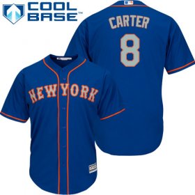 Wholesale Cheap Mets #8 Gary Carter Blue(Grey NO.) Cool Base Stitched Youth MLB Jersey