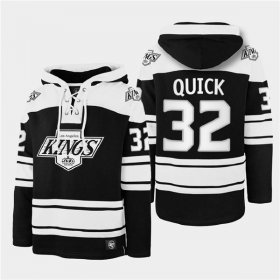 Wholesale Cheap Men\'s Los Angeles Kings #32 Jonathan Quick Black Ageless Must-Have Lace-Up Pullover Hoodie
