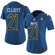 Wholesale Cheap Nike Cowboys #21 Ezekiel Elliott Navy Women's Stitched NFL Limited NFC 2017 Pro Bowl Jersey