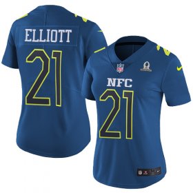 Wholesale Cheap Nike Cowboys #21 Ezekiel Elliott Navy Women\'s Stitched NFL Limited NFC 2017 Pro Bowl Jersey