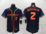 Wholesale Cheap Men's Houston Astros #2 Alex Bregman Number 2022 Navy Blue City Connect Flex Base Stitched Baseball Jersey