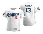 Wholesale Cheap Men's Los Angeles Dodgers #13 Max Muncy White 2020 World Series Authentic Flex Nike Jersey