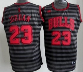 Wholesale Cheap Chicago Bulls #23 Michael Jordan Gray With Black Pinstripe Jersey