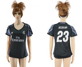 Wholesale Cheap Women\'s Real Madrid #23 Beckham Sec Away Soccer Club Jersey