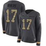 Wholesale Cheap Nike Chargers #17 Philip Rivers Anthracite Salute to Service Women's Stitched NFL Limited Therma Long Sleeve Jersey